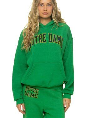 NWT Aviator Nation NOTRE DAME 2026 PULLOVER HOODIE RELAXED - KELLY GREEN M